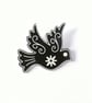Black bird brooch pin, dove brooch, laser engraved brooch pin - Image 3