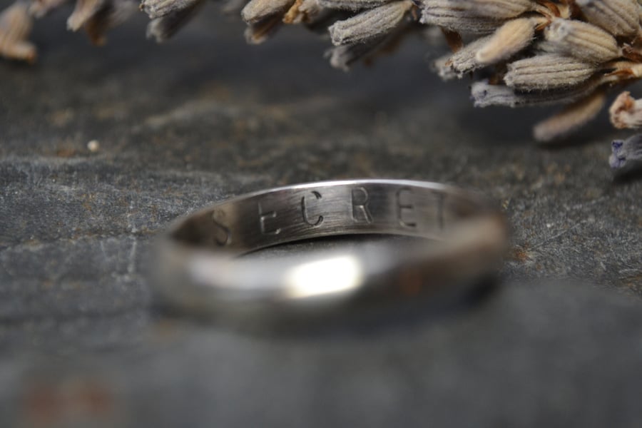 Personalised ring, sterling silver stamped ring