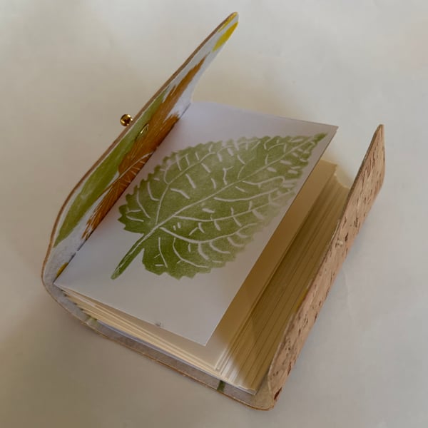 Wrapover Cork Book with Pretty Leaf Prints