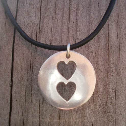 Two Hearts In One Fine Silver Pendant