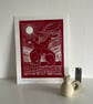 Greyhound Lino Print - Dog Lover Gift - Cherry Red Wall Art - Art Deco - Image 3