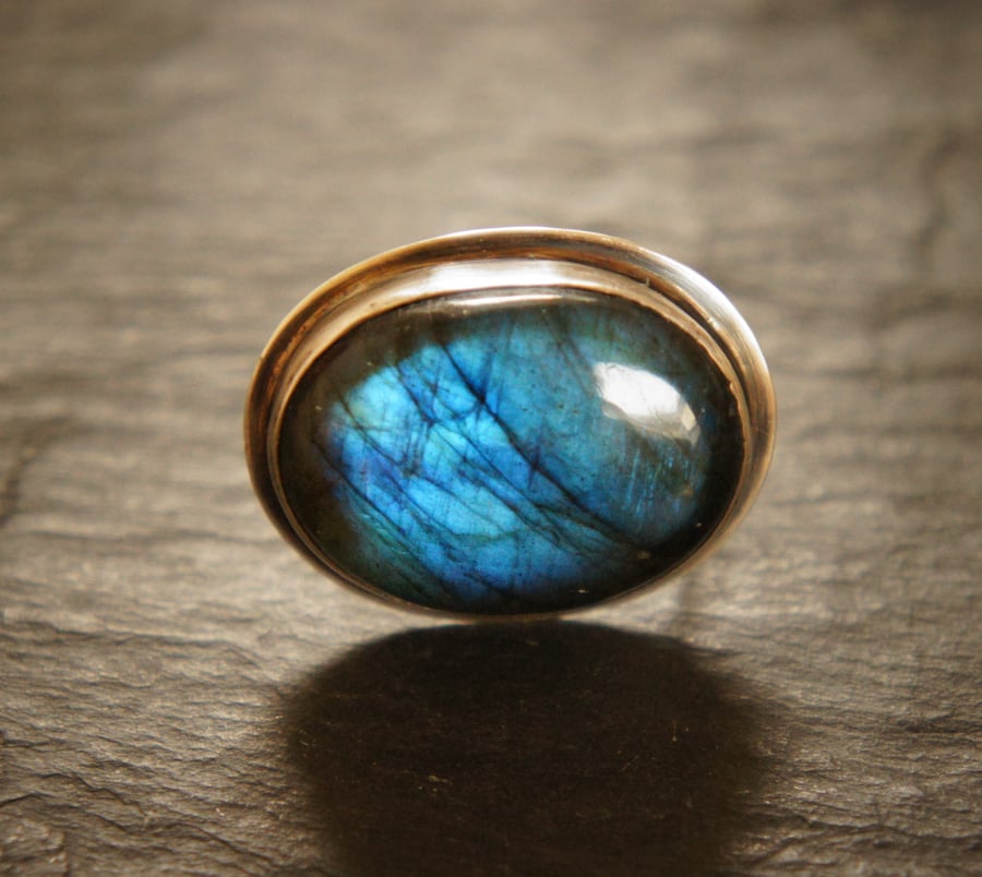 Indigo Blue Labradorite and Sterling Silver Ring