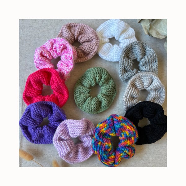 Scrunchies, Set of two scrunchies, Handmade scrunchies, Crochet scrunchies.