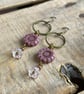 Rustic Pink Floral Earrings. Czech Glass Sunflower Earrings. Blossom Earrings - Image 3