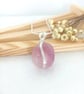 Rose Quartz Necklace - Wire Wrapped Rose Quartz Tumble Stone - Heart Chakra 