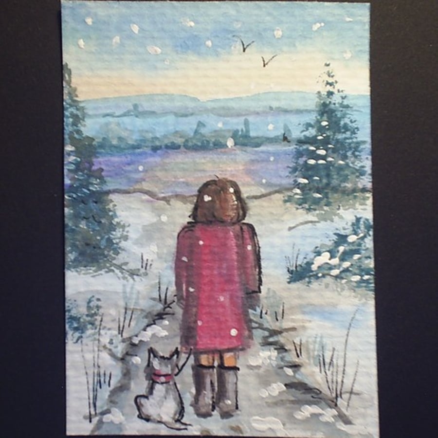 winter walk aceo by Gweddusart