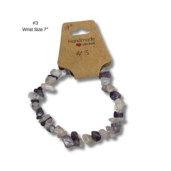Bracelet 3 – Handmade Purple Chip Bead Bracelet 7”