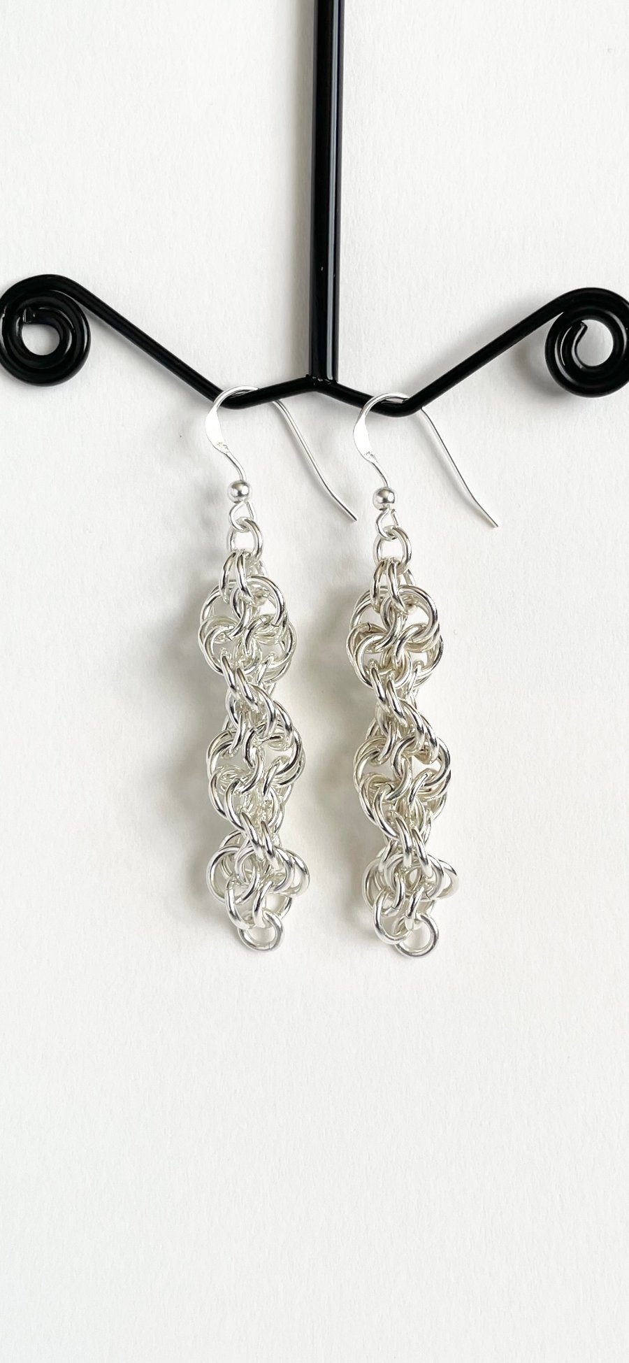 Spiral Chainmaille Sterling Silver Earrings 