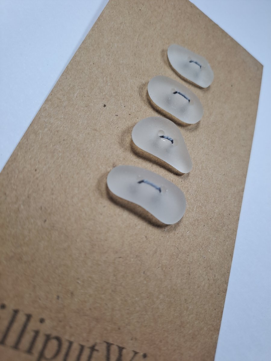 Set of four frosted sea glass buttons