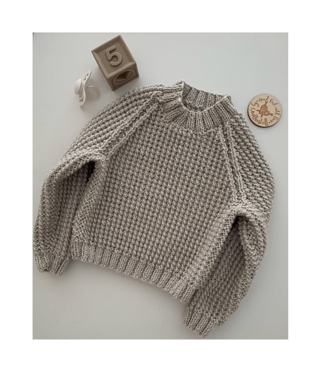 Made To Order Handknitted Aran Baby Jumper 6 sizes. Any colour.