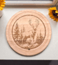 Engraved Stag Wooden Cutting Board – 30cm Hevea Wood