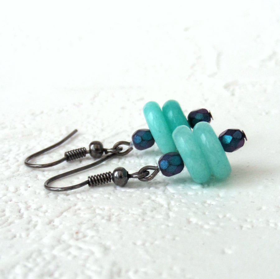 Blue quartz and crystal earrings
