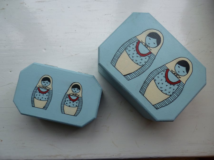 Hand Painted Russian Doll Nested Boxes