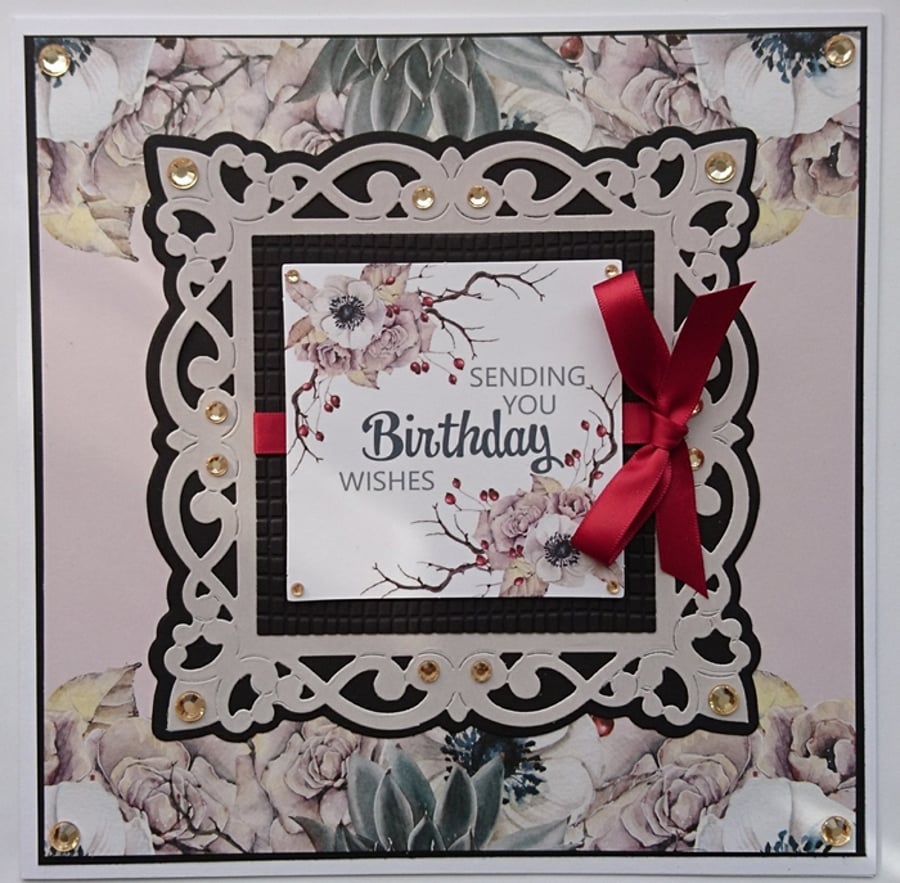 Birthday Card Sending You Birthday Wishes Winter Berry Flowers