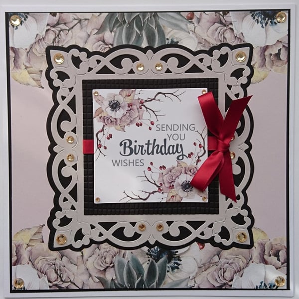 Birthday Card Sending You Birthday Wishes Winter Berry Flowers