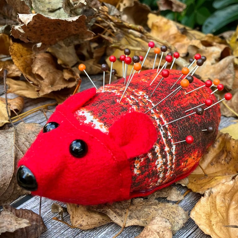 Russell the Hedgehog Vintage Fabric Pin Cushion Sewing Gift
