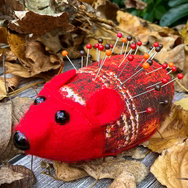Russell the Hedgehog Vintage Fabric Pin Cushion Sewing Gift