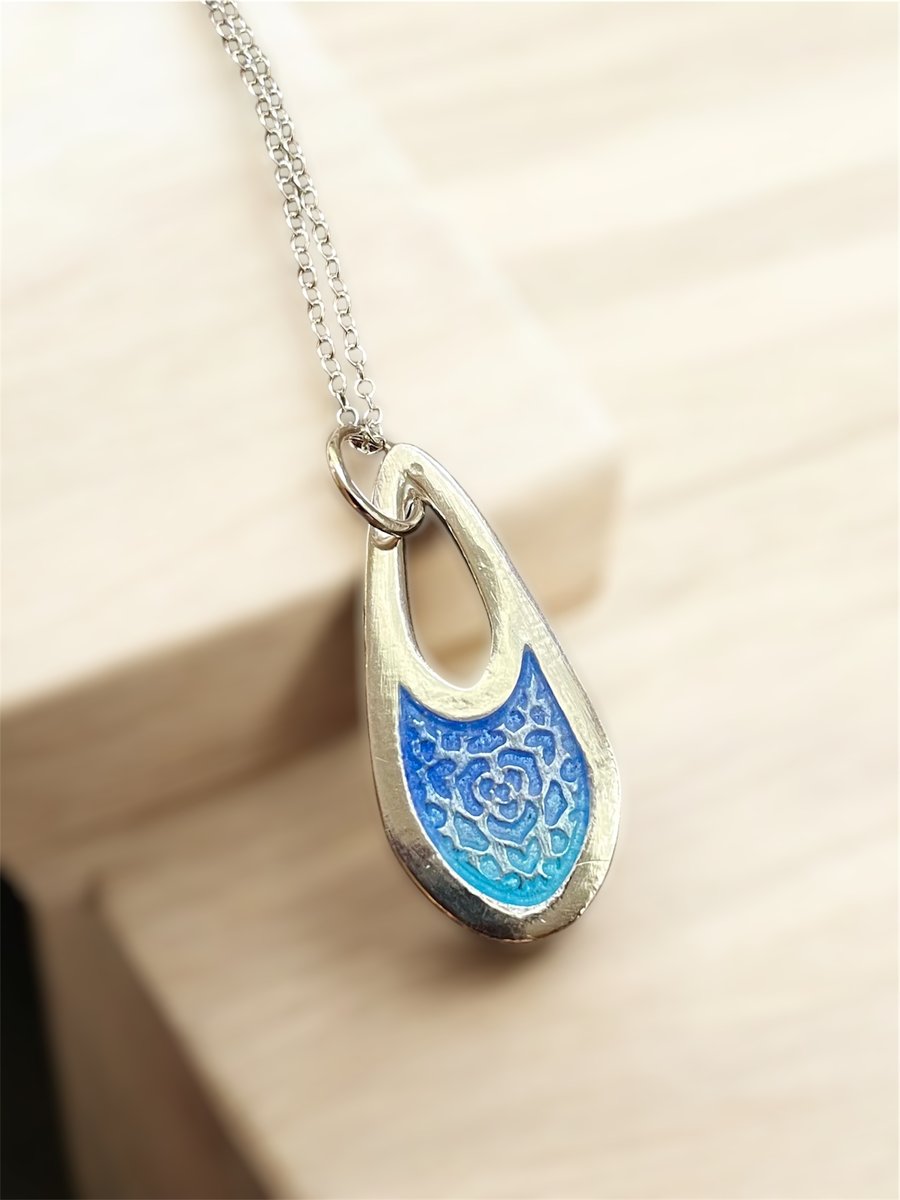 Blue & turquoise enamel pendant