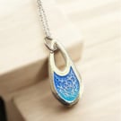 Blue & turquoise enamel pendant