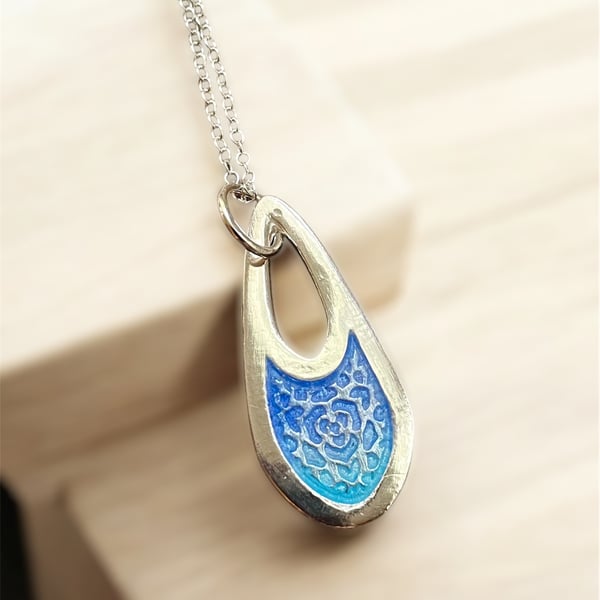 Blue & turquoise enamel pendant