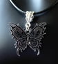 Enamelled Butterfly Snake Pendant with Adjustable Black Cord Necklace - Image 5