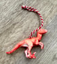 Red Velociraptor Dinosaur Ornament - Upcycled Toy