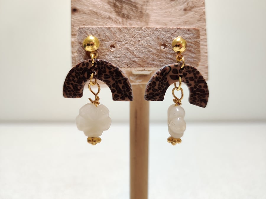 Leopard arch dangle drop earrings 