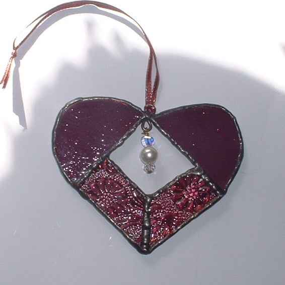 Vintage Heart Stained Glass Suncatcher