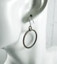 Copper Hoop Earrings - Textured Antiqued Finish with Silver Ear Wires - Image 4