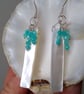 Amazonite and Mother of Pearl Shell Drop Earrings, Silver Shell Dangle Earrings - Image 2