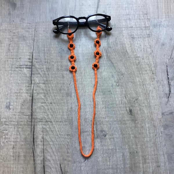Crochet orange glasses chain