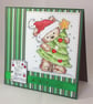 Handmade Christmas card - cute bear with Christmas tree - Image 5