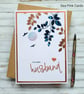 Husband Birthday Card - leaves, branches, heart, copper, navy, birthday message - Image 7