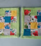 Pair of patchwork cushion covers in lime green, turquoise, yellow, grey, floral - Image 5