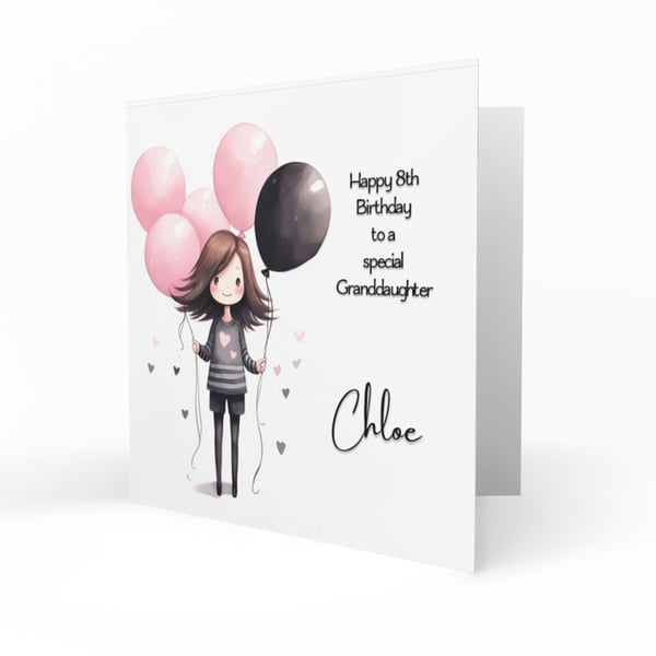 Personalised Birthday Card, Female, Any Relation, Cute Granddaughter C73