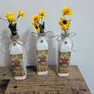 3 small bottles or bud vases highland cow design