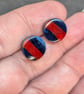Deep blue and red polymer clay studs 10mm - Image 7