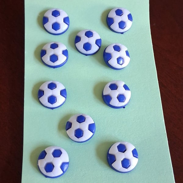 Royal blue and white football buttons