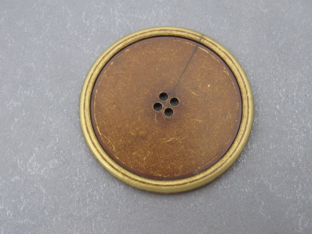 Large Faux Bronze Button, Metal Effect Plastic Button, 6 cms