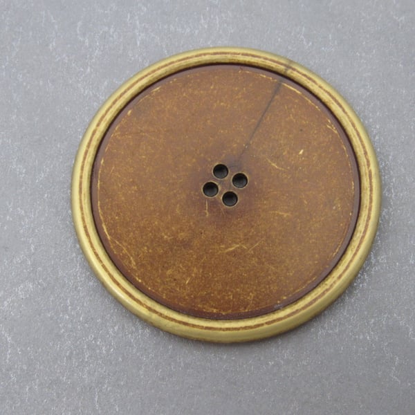 Large Faux Bronze Button, Metal Effect Plastic Button, 6 cms