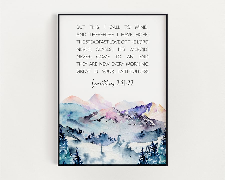 BIBLE VERSE WALL Art, Lamentations 3:21-23, Scripture Wall Art, Bible Quotes