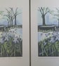 Violets on the river bank - linoprint - Image 4