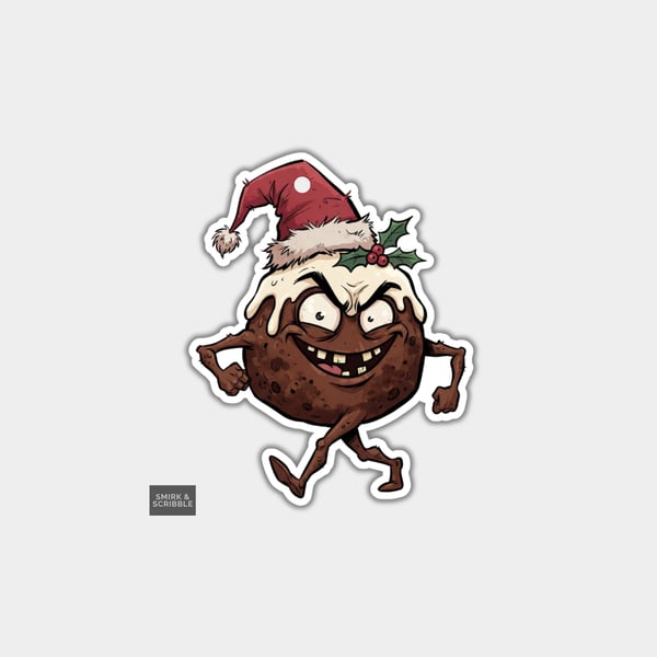 Unique Funny Christmas Gift Tags For Adults, 6pk - Marching Xmas Pudding