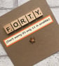 Handmade 40th Birthday Card, Scrabble Tile Design - Image 3