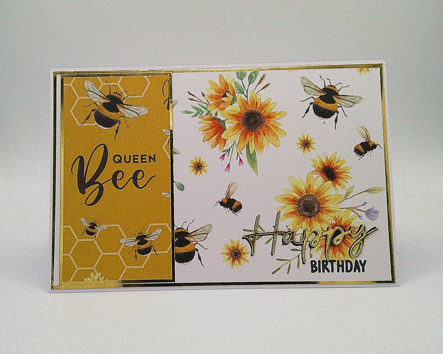 Happy Birthday - Queen Bee handmade birthday card