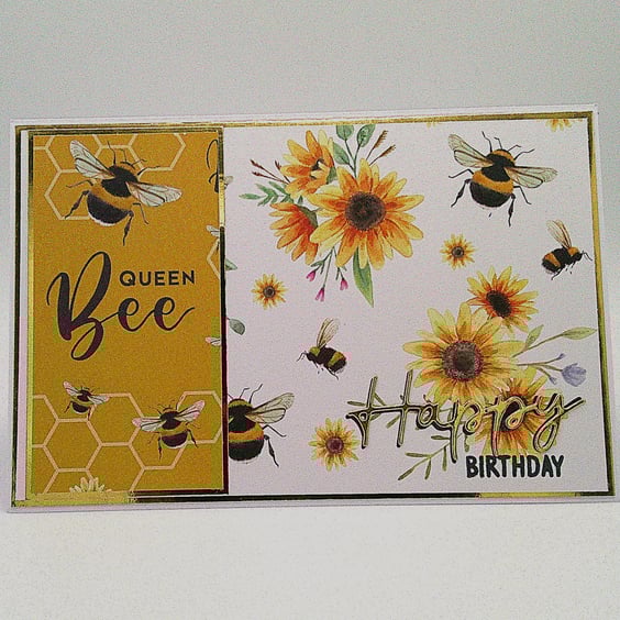 Happy Birthday - Queen Bee handmade birthday card