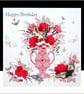 Red Rose Vase Happy Birthday Card  - Image 1