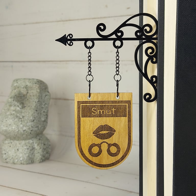 Smut Genre Divider Bookshelf Decor  Solid Walnut Library Sign