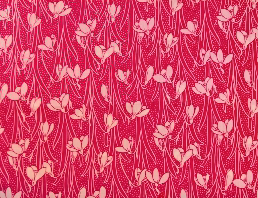 Liberty Fabric 10" Square : HESKETH Pink Floral Leaves