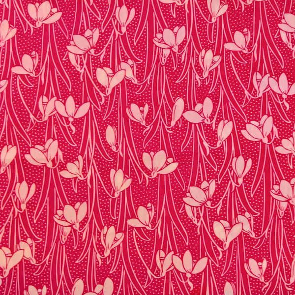 Liberty Fabric 10" Square : HESKETH Pink Floral Leaves